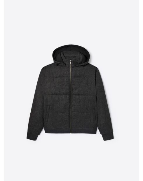 Blouson matelassé à capuche gris moyen