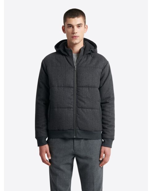 Blouson matelassé à capuche gris moyen