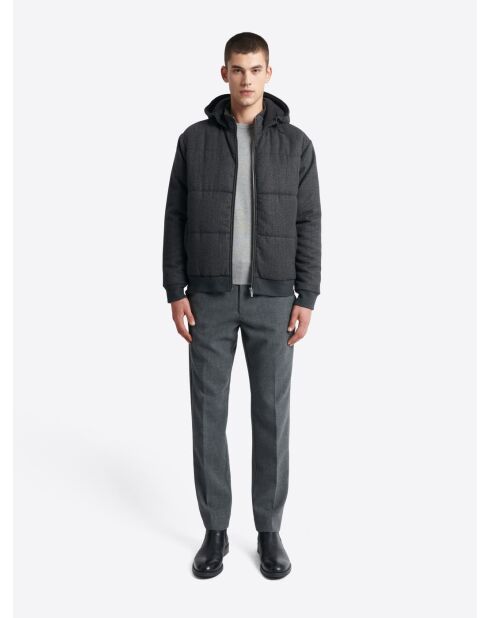 Blouson matelassé à capuche gris moyen