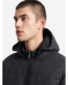 Blouson matelassé à capuche gris moyen