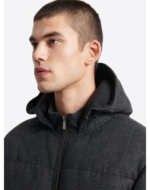 Blouson matelassé à capuche gris moyen