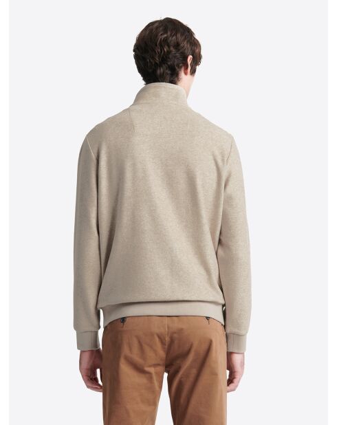 Sweat faux uni à col montant beige gris