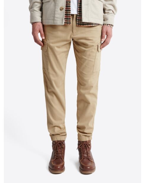 Slack uni en coton beige doux