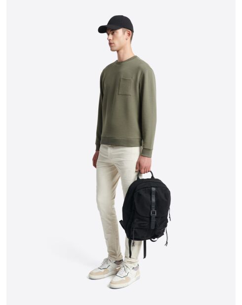 Sweat regular col rond en coton vert