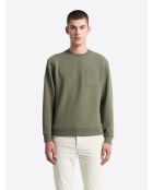 Felpa in cotone verde con scollo tondo