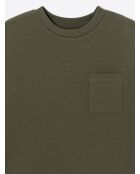 Felpa in cotone verde con scollo tondo