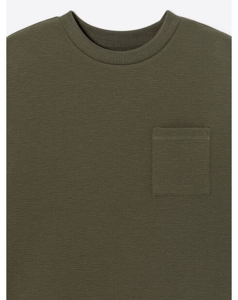 Felpa in cotone verde con scollo tondo