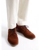 Derbies en cuir suédé noisette