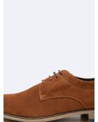 Derbies en cuir suédé noisette