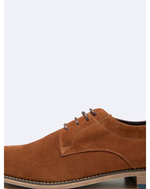 Derbies en cuir suédé noisette