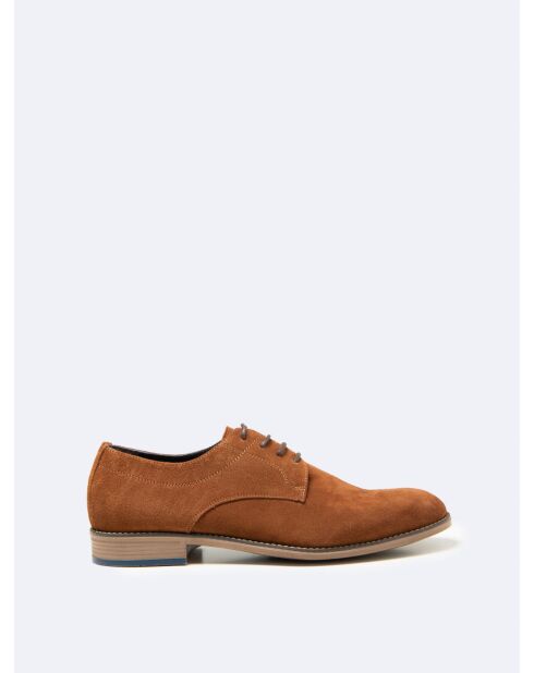 Derbies en cuir suédé noisette