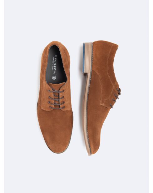 Derbies en cuir suédé noisette