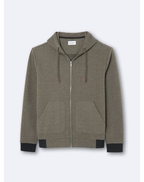 Sweat à capuche contenant de la viscose kaki
