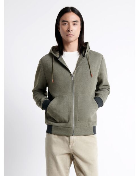 Sweat à capuche contenant de la viscose kaki