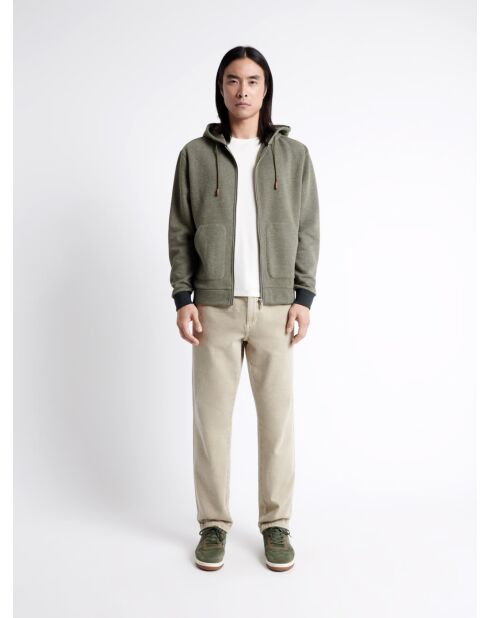 Sweat à capuche contenant de la viscose kaki