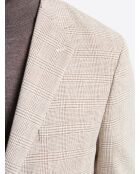Veste de costume slim à carreaux beige gris