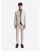 Veste de costume slim à carreaux beige gris