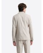 Veste de costume slim à carreaux beige gris