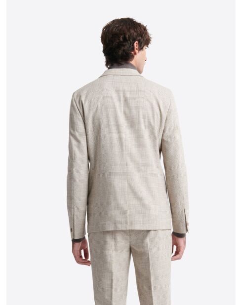 Veste de costume slim à carreaux beige gris