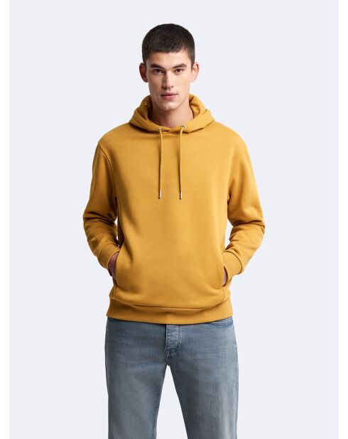 Sweat à capuche molleton curry