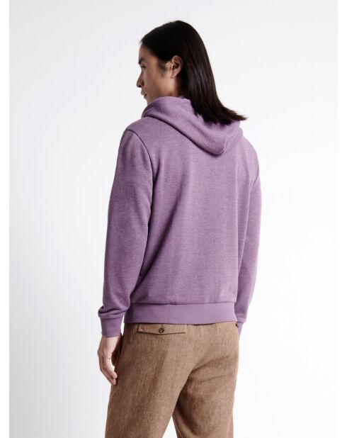 Sweat à capuche faux-uni en coton violet