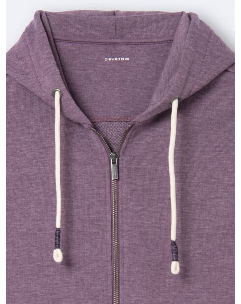 Sweat à capuche faux-uni en coton violet