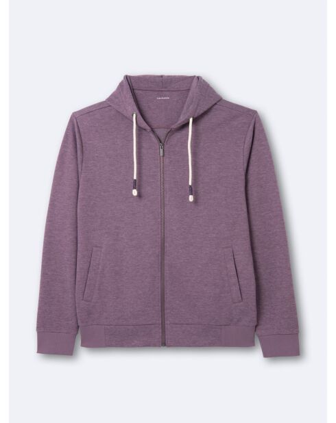 Sweat à capuche faux-uni en coton violet