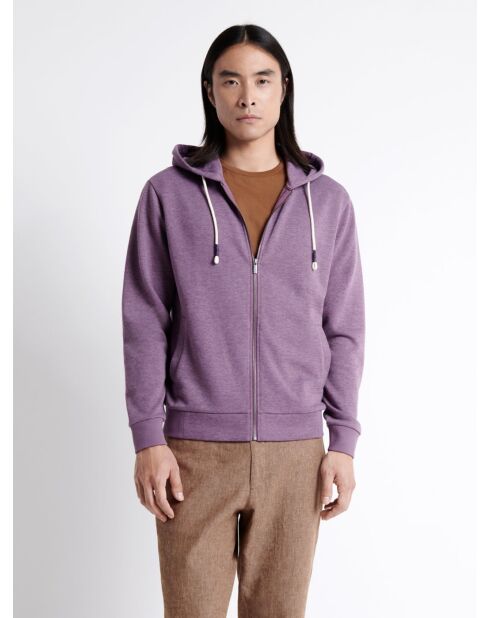 Sweat à capuche faux-uni en coton violet