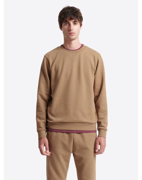 Sweat homewear d'intérieur en coton noisette