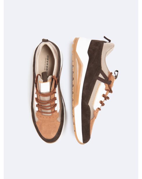 Baskets bi-matière marron