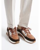 Baskets bi-matière marron