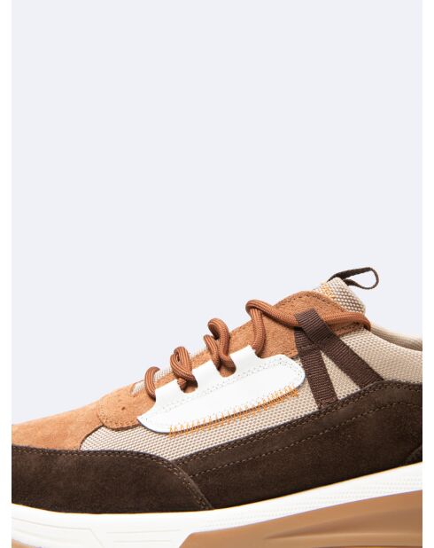 Baskets bi-matière marron