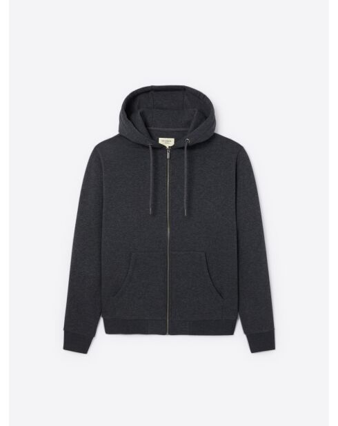 Sweat à capuche en coton - L'atelier anthracite chiné