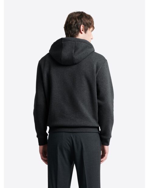 Sweat à capuche en coton - L'atelier anthracite chiné