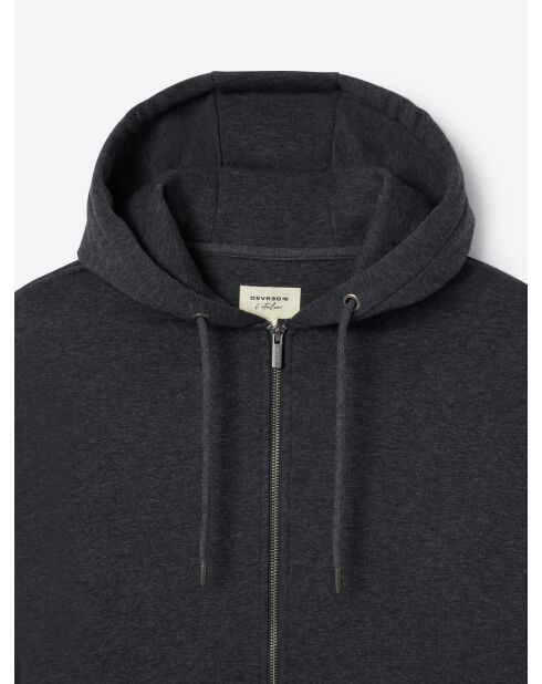 Sweat à capuche en coton - L'atelier anthracite chiné