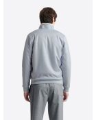 Zenblauw sweatshirt met gevlekte sherpa-kraag en zakken