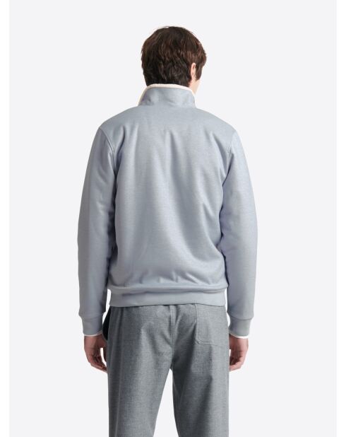 Sweat col sherpa chiné avec poches bleu zen