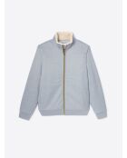 Zenblauw sweatshirt met gevlekte sherpa-kraag en zakken