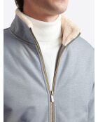 Zenblauw sweatshirt met gevlekte sherpa-kraag en zakken