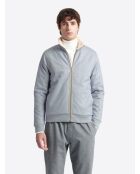 Zenblauw sweatshirt met gevlekte sherpa-kraag en zakken