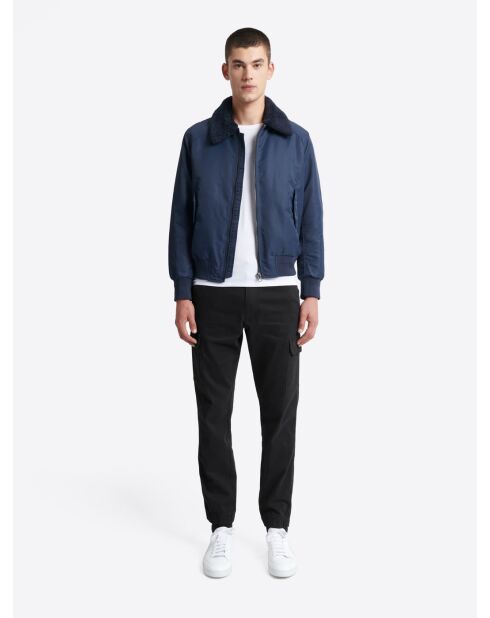 Slack uni en coton bleu marine