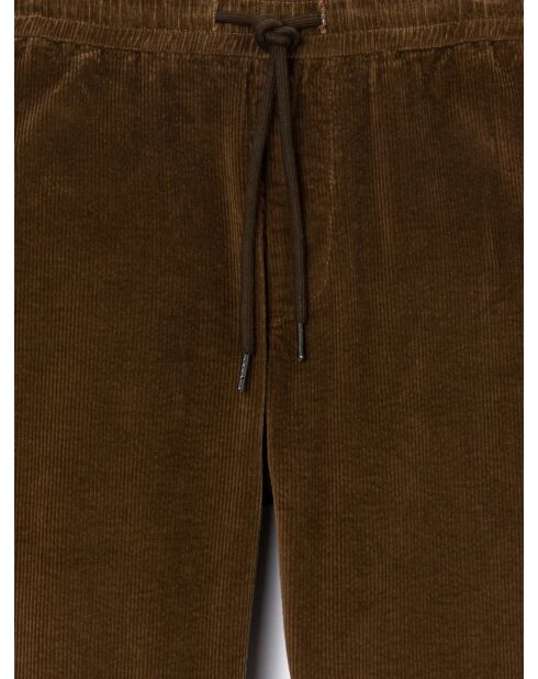 Slack en velours taille élastique camel