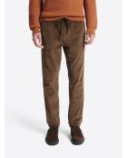 Slack en velours taille élastique camel