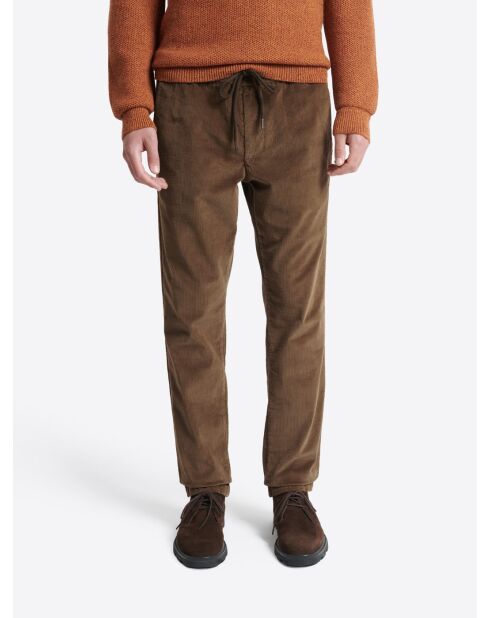 Slack en velours taille élastique camel