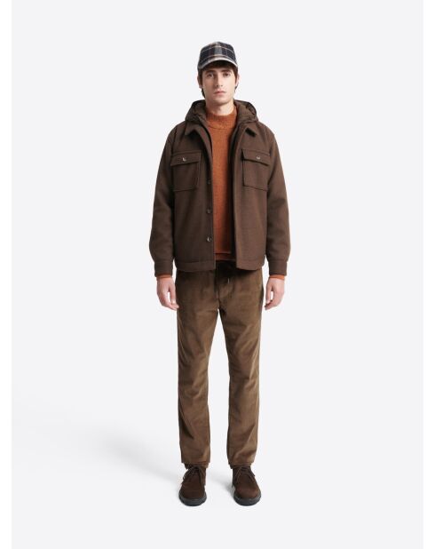 Slack en velours taille élastique camel