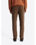 Slack en velours taille élastique camel