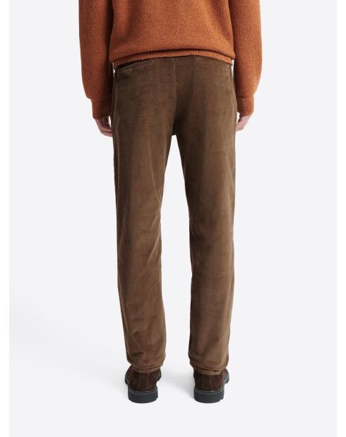 Slack en velours taille élastique camel