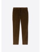 Slack en velours taille élastique camel