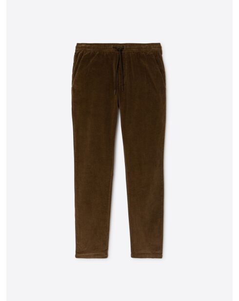 Slack en velours taille élastique camel