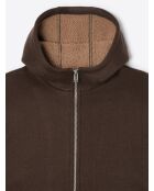 Sweat zippé à capuche avec poches marron 3